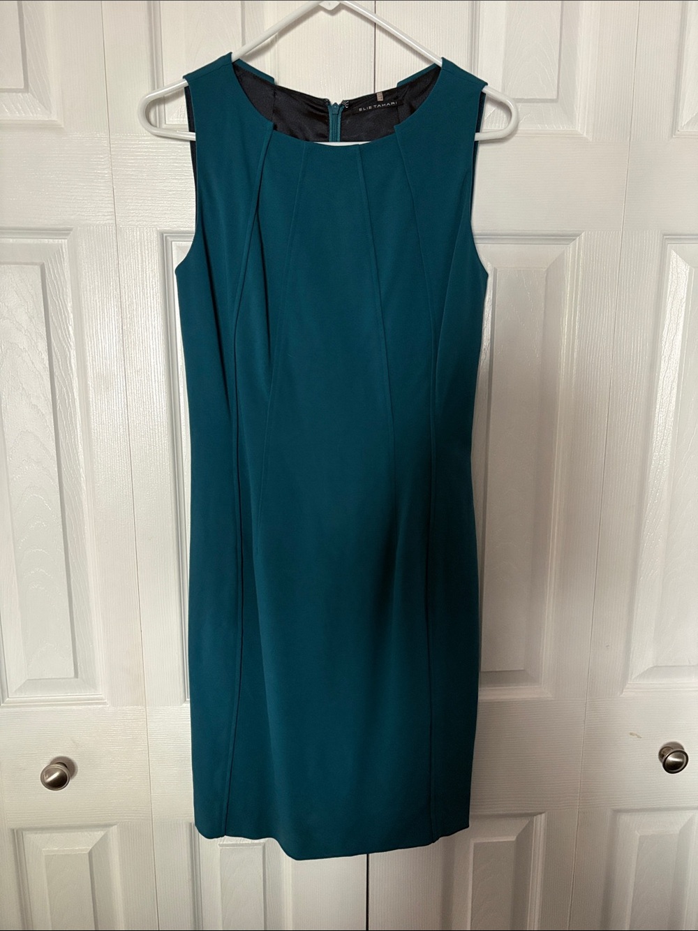 Elie Tahari Teal Sleeveless Sheath Dress